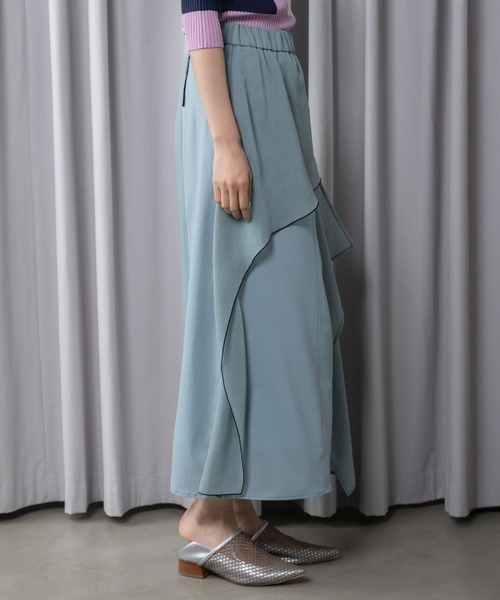 MARECHAL TERRE(マルシャルテル)の「コンビネーションデザインスカート(スカート・レディース・ネイビー/セージグリーン/ライトベージュ/ブラック・MEDIUM)」の12枚目の写真