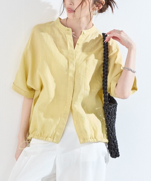 SHIPS Colors(シップス カラーズ)の「SHIPS Colors:〈洗濯機可能〉ユーロリネン (EURO Linen) ドロスト シャツ2◇(シャツ/ブラウス・レディース・ライトブルー/イエロー/ブラック/ブルー/オフホワイト・ONE SIZE)」の5枚目の写真