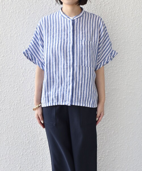 SHIPS Colors(シップス カラーズ)の「SHIPS Colors:〈洗濯機可能〉ユーロリネン (EURO Linen) ドロスト シャツ2◇(シャツ/ブラウス・レディース・ライトブルー/イエロー/ブラック/ブルー/オフホワイト・ONE SIZE)」の15枚目の写真