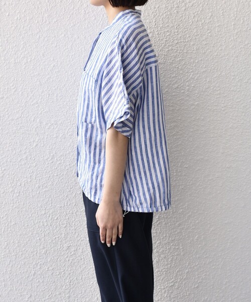 SHIPS Colors(シップス カラーズ)の「SHIPS Colors:〈洗濯機可能〉ユーロリネン (EURO Linen) ドロスト シャツ2◇(シャツ/ブラウス・レディース・ライトブルー/イエロー/ブラック/ブルー/オフホワイト・ONE SIZE)」の16枚目の写真