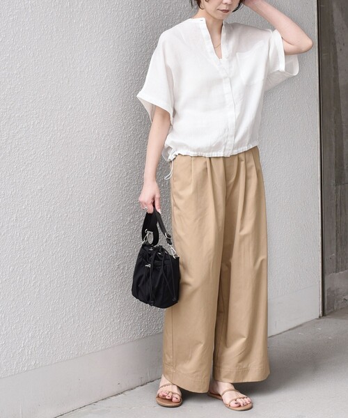 SHIPS Colors(シップス カラーズ)の「SHIPS Colors:〈洗濯機可能〉ユーロリネン (EURO Linen) ドロスト シャツ2◇(シャツ/ブラウス・レディース・ライトブルー/イエロー/ブラック/ブルー/オフホワイト・ONE SIZE)」の19枚目の写真