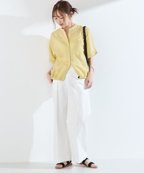 SHIPS Colors(シップス カラーズ)の「SHIPS Colors:〈洗濯機可能〉ユーロリネン (EURO Linen) ドロスト シャツ2◇(シャツ/ブラウス・レディース・ライトブルー/イエロー/ブラック/ブルー/オフホワイト・ONE SIZE)」の21枚目の写真