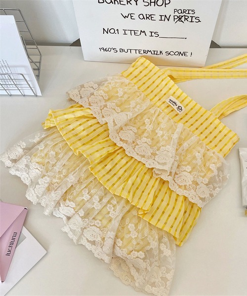 aimoha（アイモハ）の「チェック×レース3段ティアードフリルトート（トートバッグ・レディース・ピンク/グリーン/パープル/イエロー・FREE）」の10枚目の写真