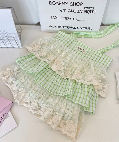 aimoha（アイモハ）の「チェック×レース3段ティアードフリルトート（トートバッグ・レディース・ピンク/グリーン/パープル/イエロー・FREE）」の12枚目の写真