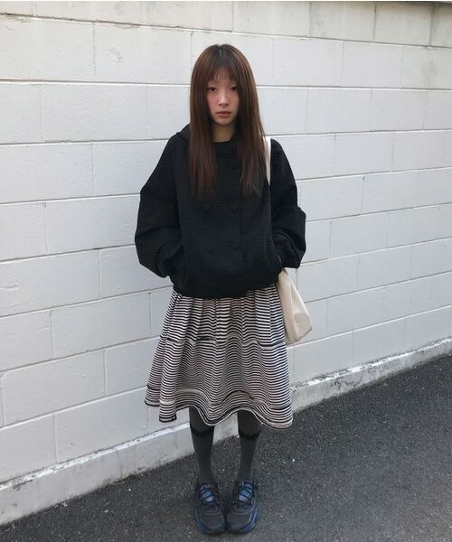EXPIRED GIRL(エクスパイアードガール)の「Open Edge Midi Skirt Stripe(スカート・レディース・その他・FREE)」の3枚目の写真