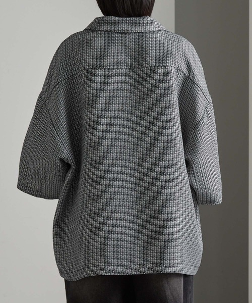 cussil(クシル)の「【cussil/クシル】サマーライクツイードルーズオープンカラー半袖シャツ(シャツ/ブラウス・メンズ・ブルー/ホワイト/ブラック・M/S/L)」の5枚目の写真
