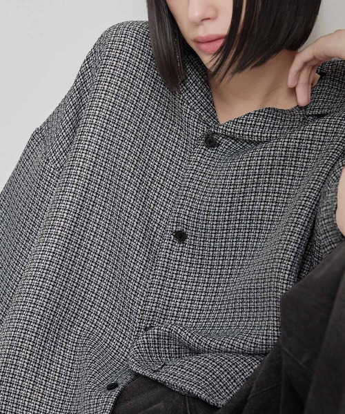 cussil(クシル)の「【cussil/クシル】サマーライクツイードルーズオープンカラー半袖シャツ(シャツ/ブラウス・メンズ・ブルー/ホワイト/ブラック・M/S/L)」の10枚目の写真