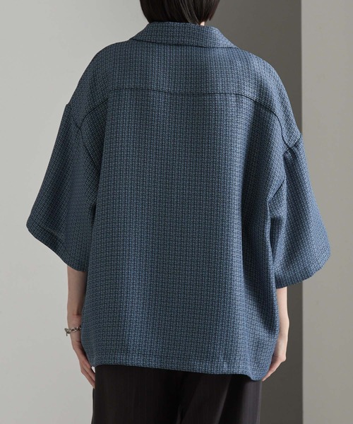 cussil(クシル)の「【cussil/クシル】サマーライクツイードルーズオープンカラー半袖シャツ(シャツ/ブラウス・メンズ・ブルー/ホワイト/ブラック・M/S/L)」の19枚目の写真