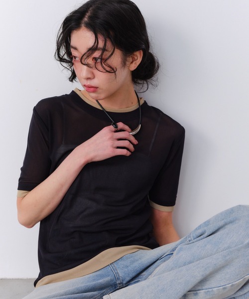 Shelly island(シェリーアイランド)の「パワーメッシュシアーバイカラーTシャツ(Tシャツ/カットソー・レディース・ピンク/グレー/ブラック/ホワイト・FREE)」の19枚目の写真