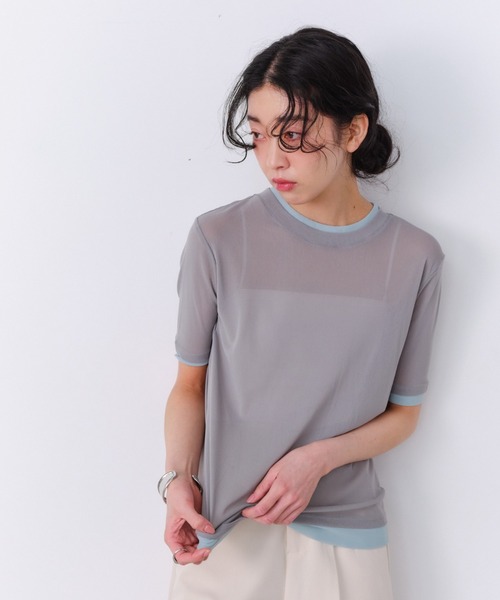 Shelly island(シェリーアイランド)の「パワーメッシュシアーバイカラーTシャツ(Tシャツ/カットソー・レディース・ピンク/グレー/ブラック/ホワイト・FREE)」の8枚目の写真