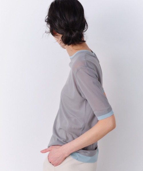 Shelly island(シェリーアイランド)の「パワーメッシュシアーバイカラーTシャツ(Tシャツ/カットソー・レディース・ピンク/グレー/ブラック/ホワイト・FREE)」の10枚目の写真