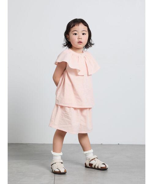 Samansa Mos2 Lagom（サマンサモスモスラーゴム）の「☆ストライプ柄ビッグカラーブラウス(セットアップ可)（シャツ/ブラウス・キッズ・レッド/ブルー・100/110/120/95/130）」の7枚目の写真