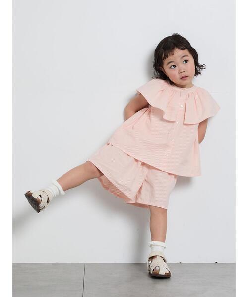 Samansa Mos2 Lagom（サマンサモスモスラーゴム）の「☆ストライプ柄ビッグカラーブラウス(セットアップ可)（シャツ/ブラウス・キッズ・レッド/ブルー・100/110/120/95/130）」の8枚目の写真