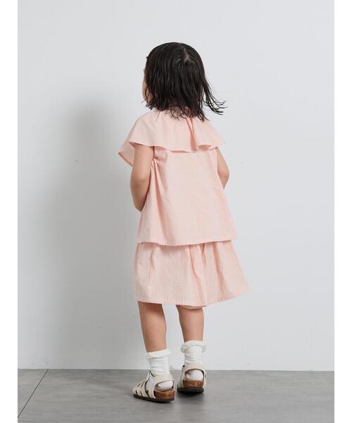 Samansa Mos2 Lagom（サマンサモスモスラーゴム）の「☆ストライプ柄ビッグカラーブラウス(セットアップ可)（シャツ/ブラウス・キッズ・レッド/ブルー・100/110/120/95/130）」の10枚目の写真