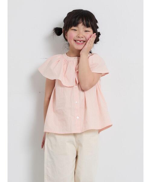 Samansa Mos2 Lagom（サマンサモスモスラーゴム）の「☆ストライプ柄ビッグカラーブラウス(セットアップ可)（シャツ/ブラウス・キッズ・レッド/ブルー・100/110/120/95/130）」の12枚目の写真
