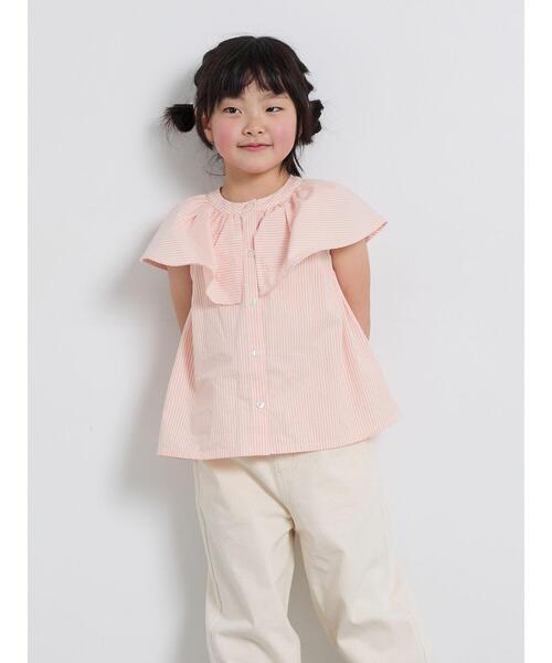 Samansa Mos2 Lagom（サマンサモスモスラーゴム）の「☆ストライプ柄ビッグカラーブラウス(セットアップ可)（シャツ/ブラウス・キッズ・レッド/ブルー・100/110/120/95/130）」の13枚目の写真