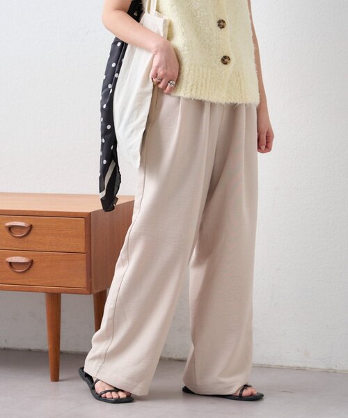 CIAOPANIC TYPY（チャオパニックティピー）の「【接触冷感/5サイズ展開】テックリネンウエスト紐ベルトワイドイージースラックス（その他パンツ・レディース・グレー/ベージュ/イエロー/アイボリー/ブラック・X-SMALL/MEDIUM/SMALL/X-LARGE/LARGE）」の4枚目の写真