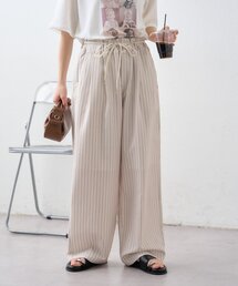 CIAOPANIC TYPY | 【接触冷感/5サイズ展開】テックリネンウエスト紐ベルトワイドイージースラックス(その他パンツ)