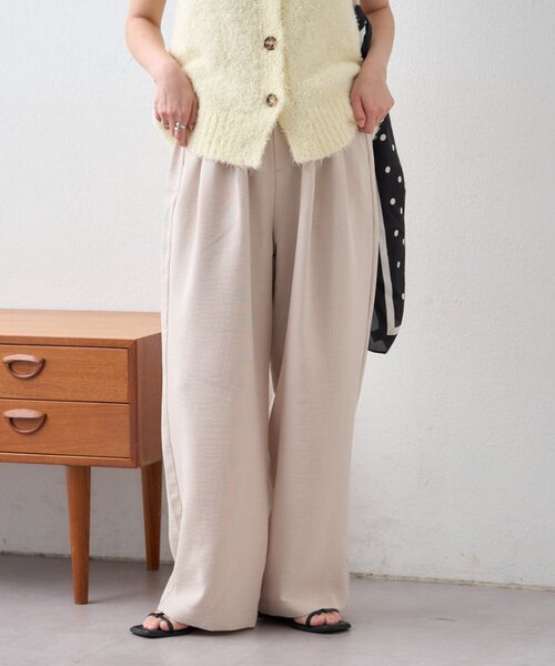 CIAOPANIC TYPY（チャオパニックティピー）の「【接触冷感/5サイズ展開】テックリネンウエスト紐ベルトワイドイージースラックス（その他パンツ・レディース・グレー/ベージュ/イエロー/アイボリー/ブラック・X-SMALL/MEDIUM/SMALL/X-LARGE/LARGE）」の9枚目の写真