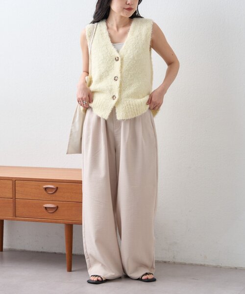 CIAOPANIC TYPY（チャオパニックティピー）の「【接触冷感/5サイズ展開】テックリネンウエスト紐ベルトワイドイージースラックス（その他パンツ・レディース・グレー/ベージュ/イエロー/アイボリー/ブラック・X-SMALL/MEDIUM/SMALL/X-LARGE/LARGE）」の11枚目の写真