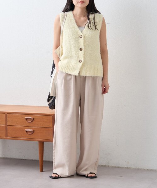 CIAOPANIC TYPY（チャオパニックティピー）の「【接触冷感/5サイズ展開】テックリネンウエスト紐ベルトワイドイージースラックス（その他パンツ・レディース・グレー/ベージュ/イエロー/アイボリー/ブラック・X-SMALL/MEDIUM/SMALL/X-LARGE/LARGE）」の12枚目の写真