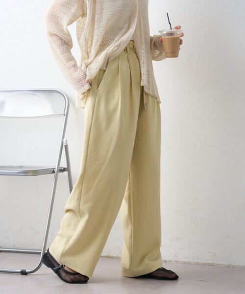 CIAOPANIC TYPY（チャオパニックティピー）の「【接触冷感/5サイズ展開】テックリネンウエスト紐ベルトワイドイージースラックス（その他パンツ・レディース・グレー/ベージュ/イエロー/アイボリー/ブラック・X-SMALL/MEDIUM/SMALL/X-LARGE/LARGE）」の14枚目の写真