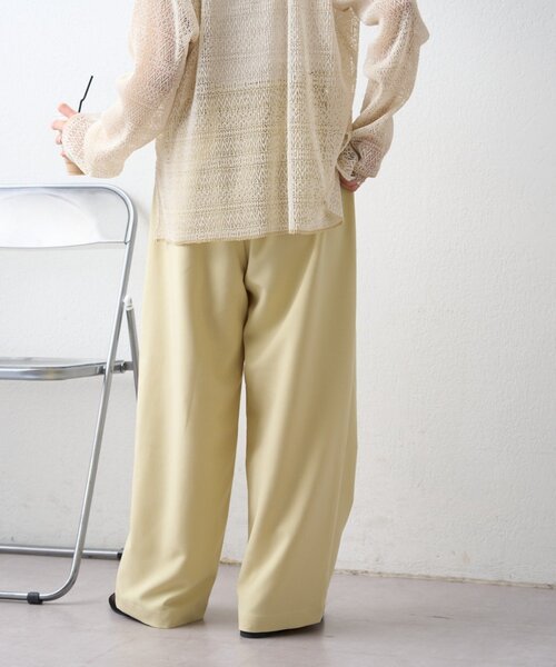 CIAOPANIC TYPY（チャオパニックティピー）の「【接触冷感/5サイズ展開】テックリネンウエスト紐ベルトワイドイージースラックス（その他パンツ・レディース・グレー/ベージュ/イエロー/アイボリー/ブラック・X-SMALL/MEDIUM/SMALL/X-LARGE/LARGE）」の6枚目の写真