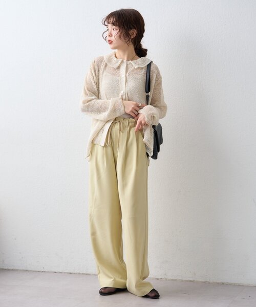 CIAOPANIC TYPY（チャオパニックティピー）の「【接触冷感/5サイズ展開】テックリネンウエスト紐ベルトワイドイージースラックス（その他パンツ・レディース・グレー/ベージュ/イエロー/アイボリー/ブラック・X-SMALL/MEDIUM/SMALL/X-LARGE/LARGE）」の7枚目の写真