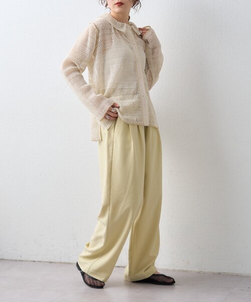 CIAOPANIC TYPY（チャオパニックティピー）の「【接触冷感/5サイズ展開】テックリネンウエスト紐ベルトワイドイージースラックス（その他パンツ・レディース・グレー/ベージュ/イエロー/アイボリー/ブラック・X-SMALL/MEDIUM/SMALL/X-LARGE/LARGE）」の8枚目の写真