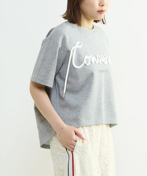 CONVERSE TOKYO(コンバーストウキョウ)の「SPINDLE LOGO TUCK TEE(Tシャツ/カットソー・レディース・ブラック/杢グレー/ホワイト・FREE)」の2枚目の写真