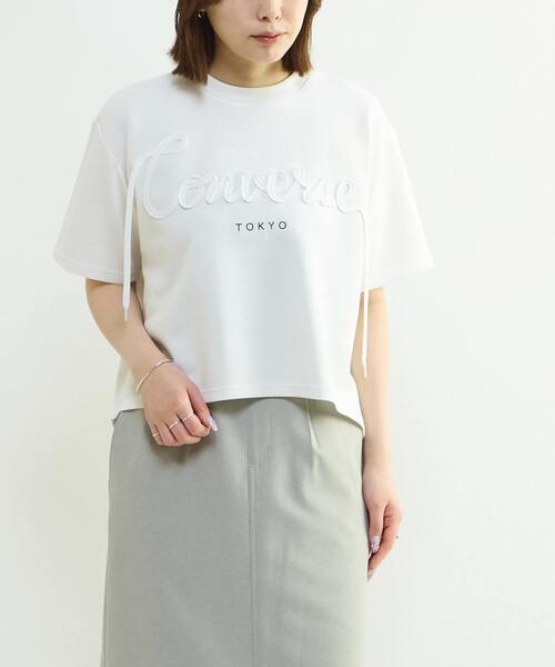 CONVERSE TOKYO(コンバーストウキョウ)の「SPINDLE LOGO TUCK TEE(Tシャツ/カットソー・レディース・ブラック/杢グレー/ホワイト・FREE)」の1枚目の写真