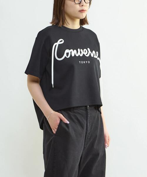CONVERSE TOKYO(コンバーストウキョウ)の「SPINDLE LOGO TUCK TEE(Tシャツ/カットソー・レディース・ブラック/杢グレー/ホワイト・FREE)」の5枚目の写真