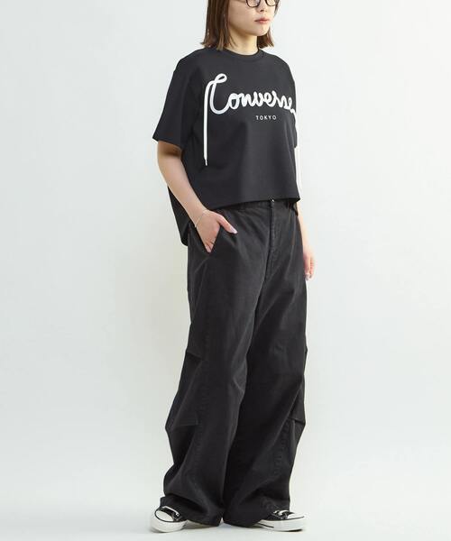 CONVERSE TOKYO(コンバーストウキョウ)の「SPINDLE LOGO TUCK TEE(Tシャツ/カットソー・レディース・ブラック/杢グレー/ホワイト・FREE)」の7枚目の写真