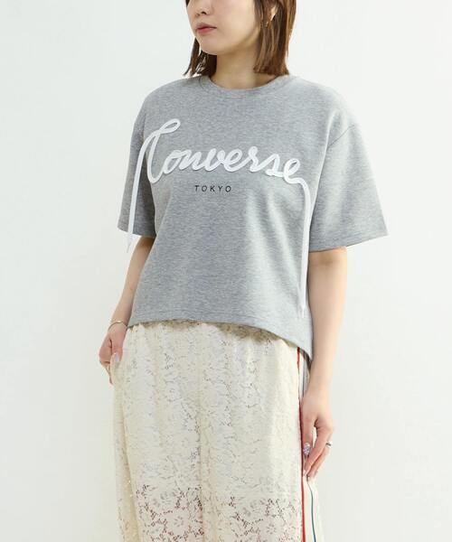 CONVERSE TOKYO(コンバーストウキョウ)の「SPINDLE LOGO TUCK TEE(Tシャツ/カットソー・レディース・ブラック/杢グレー/ホワイト・FREE)」の9枚目の写真