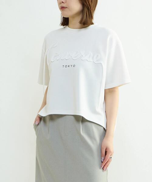 CONVERSE TOKYO(コンバーストウキョウ)の「SPINDLE LOGO TUCK TEE(Tシャツ/カットソー・レディース・ブラック/杢グレー/ホワイト・FREE)」の13枚目の写真