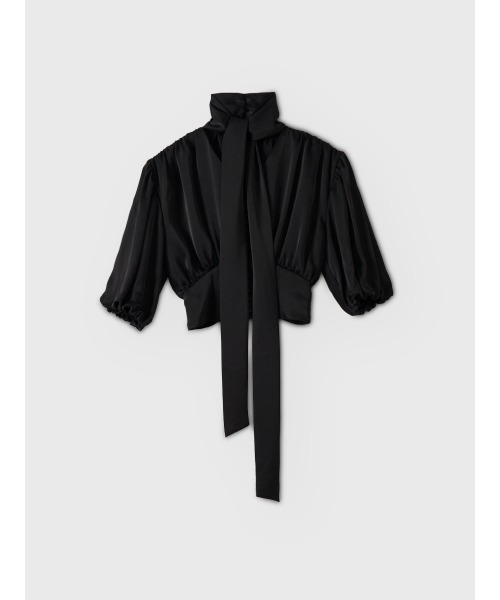 EIMY ISTOIRE(エイミーイストワール)の「EIMY MARIEE SATIN BLOUSE(シャツ/ブラウス・レディース・オフホワイト/ブラック・F)」の2枚目の写真