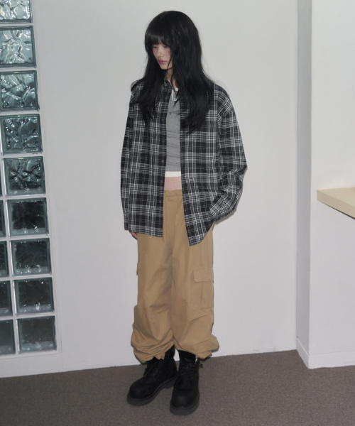 LEATHERY（レザリー）の「マイロオーバーサイズチェックシャツ[ブラック]（シャツ/ブラウス・レディース・その他・M/L）」の2枚目の写真