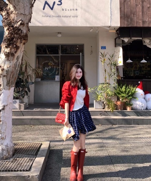 Ritzy(リッツィー)の「ドット柄 ラッフルスカート(スカート・レディース・ネイビー・M)」の5枚目の写真