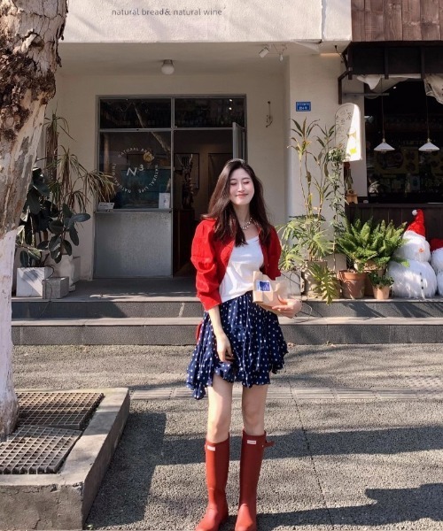Ritzy(リッツィー)の「ドット柄 ラッフルスカート(スカート・レディース・ネイビー・M)」の9枚目の写真