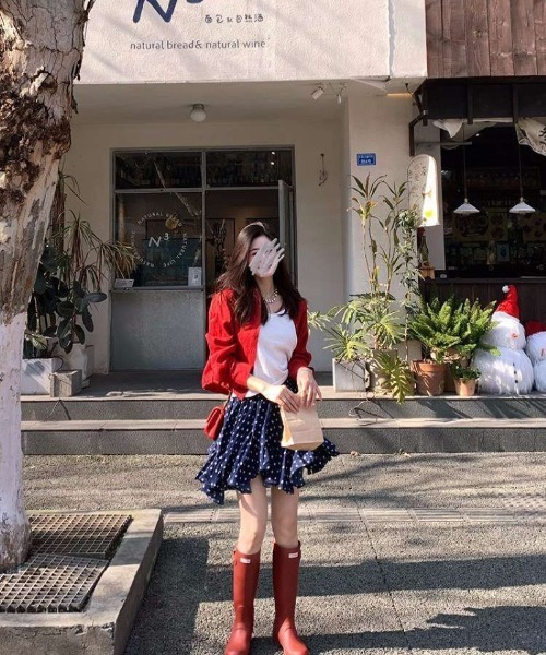 Ritzy(リッツィー)の「ドット柄 ラッフルスカート(スカート・レディース・ネイビー・M)」の13枚目の写真