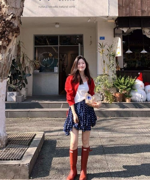 Ritzy(リッツィー)の「ドット柄 ラッフルスカート(スカート・レディース・ネイビー・M)」の15枚目の写真