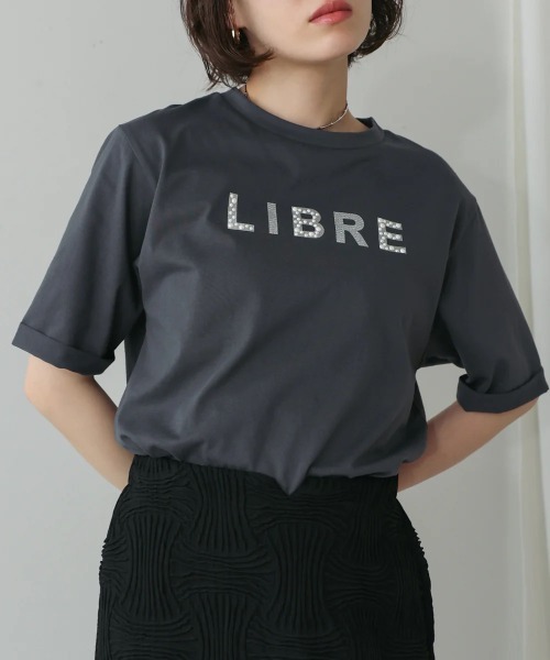 Bou Jeloud(ブージュルード)の「箔ストーンロゴTシャツ(Tシャツ/カットソー・レディース・チャコールグレー/オフホワイト/グレイッシュベージュ・FREE)」の18枚目の写真
