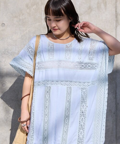 CIAOPANIC TYPY(チャオパニックティピー)の「【Aguni】2WAYレースワンピース(ワンピース・レディース・ホワイト/サックスブルー・ONE SIZE)」の7枚目の写真