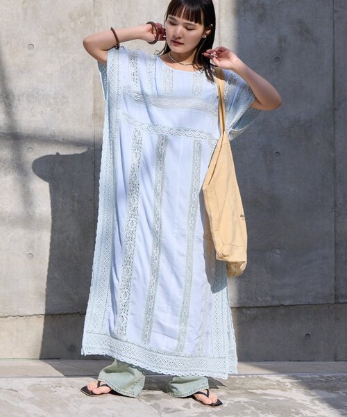 CIAOPANIC TYPY(チャオパニックティピー)の「【Aguni】2WAYレースワンピース(ワンピース・レディース・ホワイト/サックスブルー・ONE SIZE)」の4枚目の写真