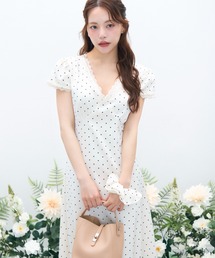 krahe（クレーエ）の「ドット柄Vネックレースワンピース / シュシュ付き（ワンピース）」