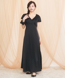 krahe | ドット柄Vネックレースワンピース / シュシュ付き(ワンピース)