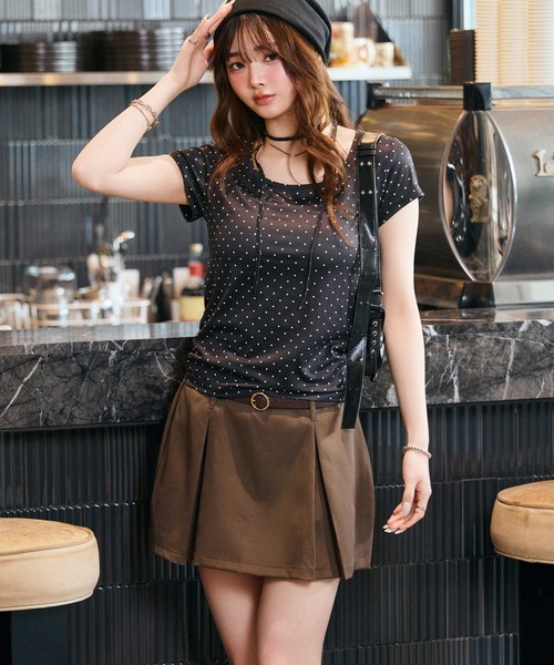 muet.（ミュエ）の「チョーカー付きコンパクトシルエットドット柄Tシャツ（Tシャツ/カットソー・レディース・グレー/オフホワイト/ブラック・MEDIUM/LARGE）」の18枚目の写真