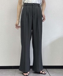 LOWO（ロワ）の「【S～2Lサイズ展開】タック入りセンタープレスワイドスラックスパンツ（スラックス）」