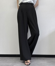 LOWO（ロワ）の「【S～2Lサイズ展開】タック入りセンタープレスワイドスラックスパンツ（スラックス）」