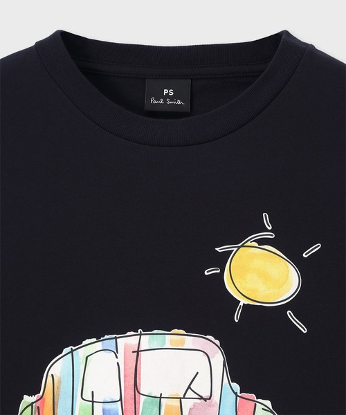PS Paul Smith(ピーエスポールスミス)の「ウィメンズ Drawn by Paul "Striped Car" Tシャツ / 165463 232V(Tシャツ/カットソー・レディース・ホワイト/ネイビー・MEDIUM/2L)」の6枚目の写真
